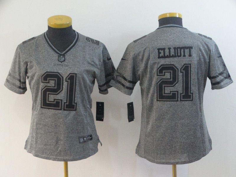 Women Dallas cowboys #21 Elliott Gray Stitched Gridiron Limited NFL Jerseys->arizona cardinals->NFL Jersey